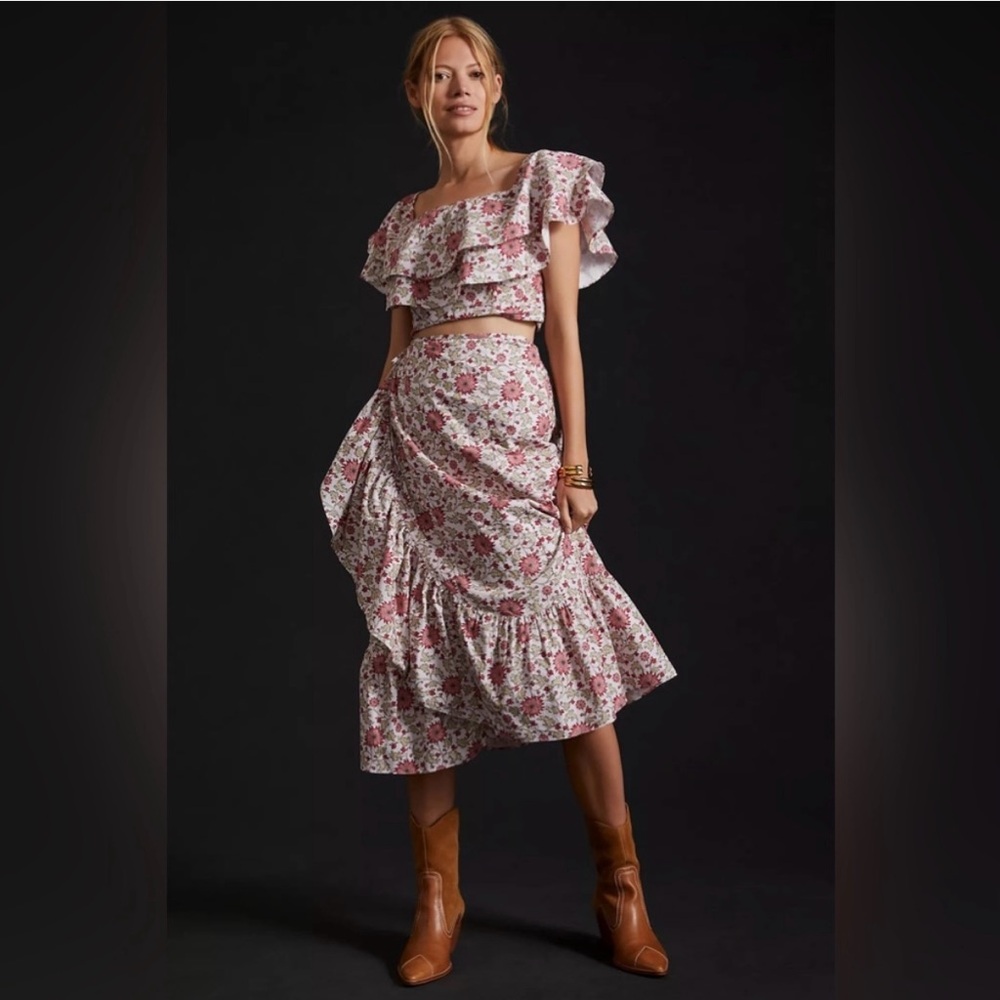 Anthropologie Forever That Girl Wrap Skirt Set
